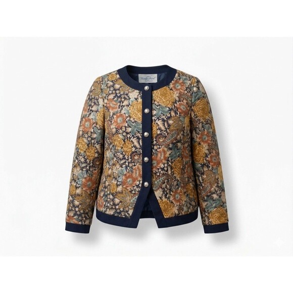 Good times Jackets & Blazers - VTG 80s 90 Good Times women Jacket L Floral Paisley Button Up Blazer USA Grandma